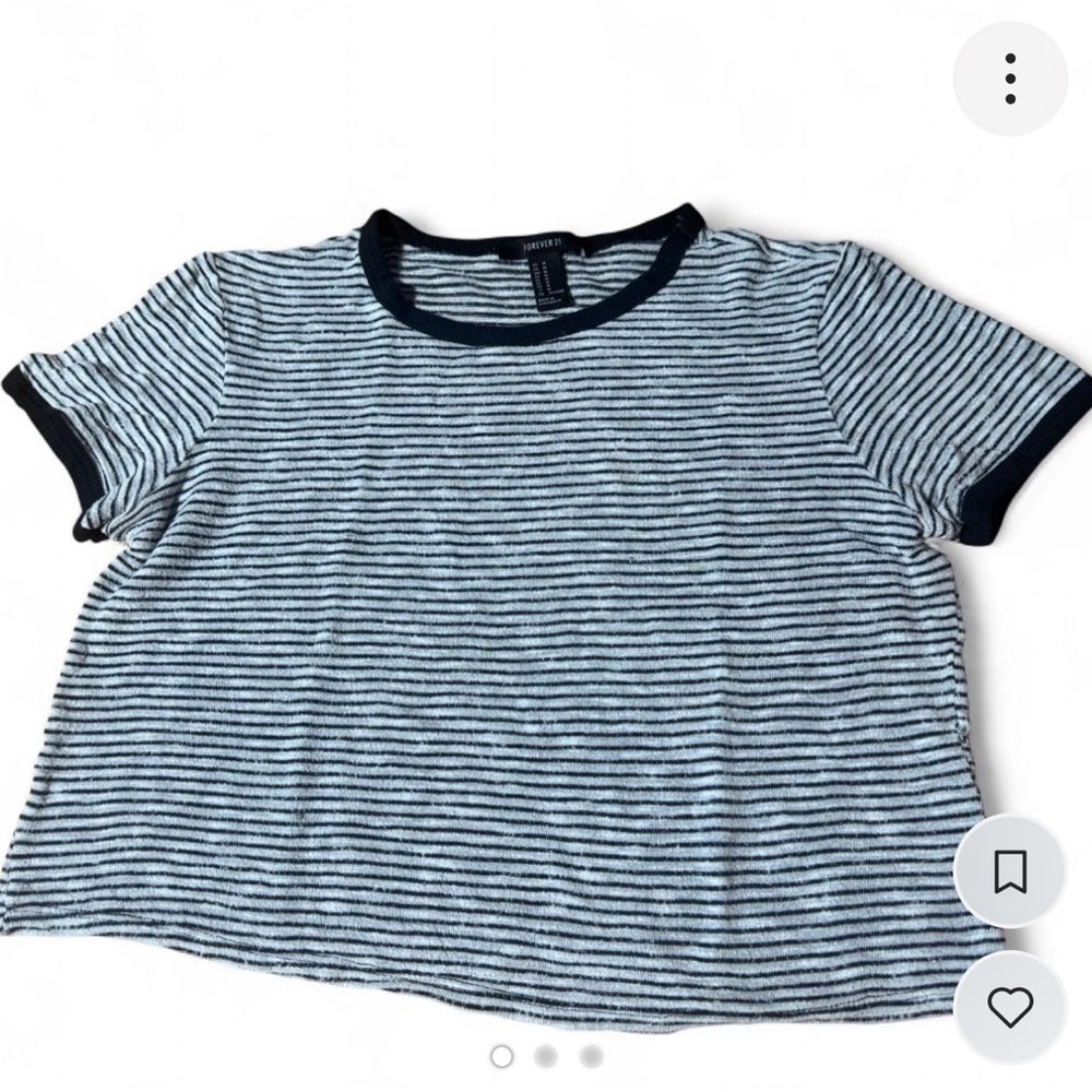 Forever 21 Black and White Striped Short Sleeve Tee